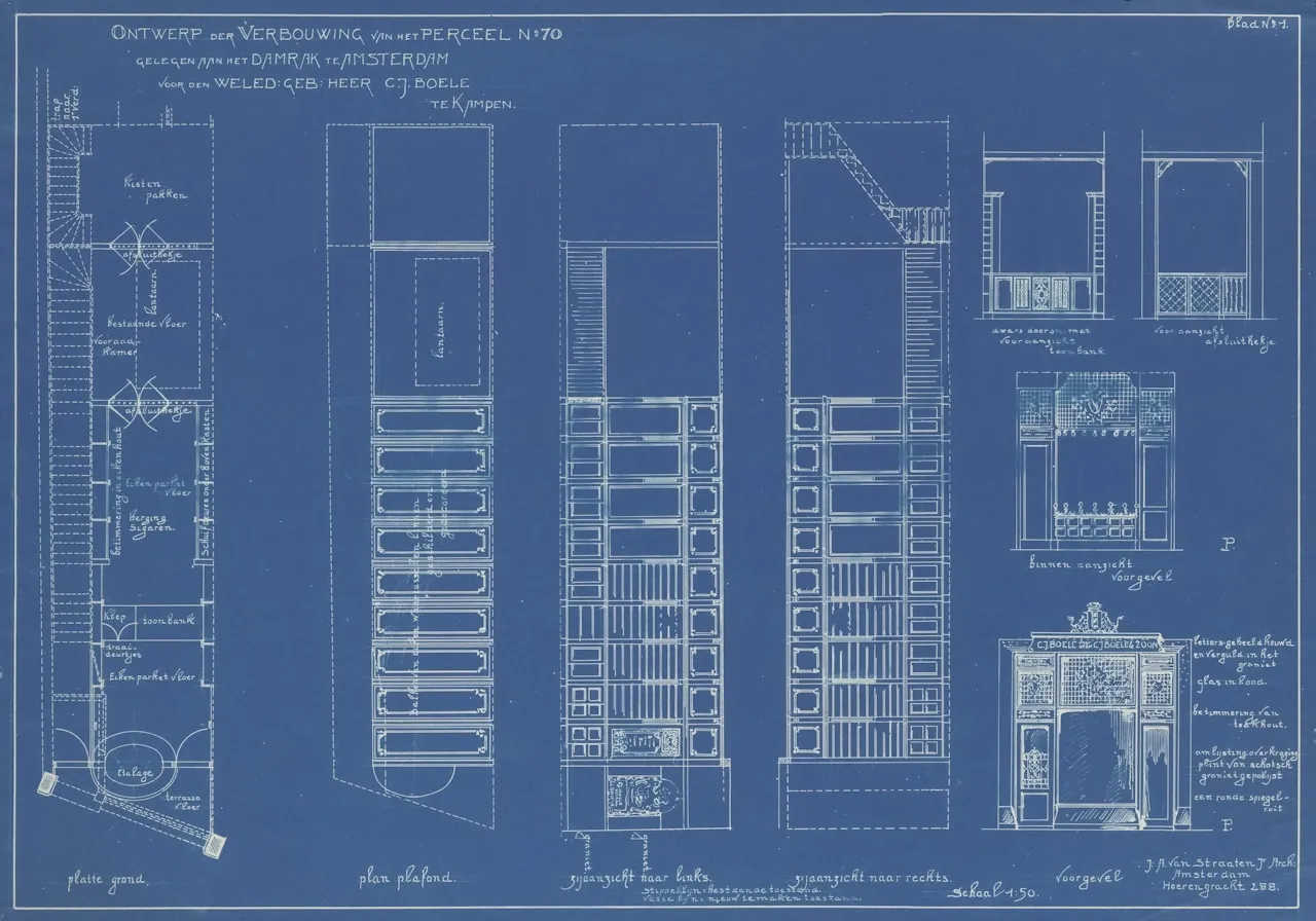 Technical drawings and engineering documentation spread on a work surface